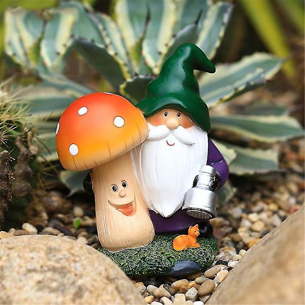 Sopp Gnome Malt Solcellelys Resin Ornament Crea