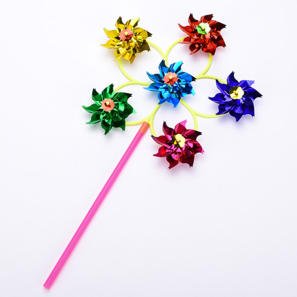 Sæt med 5 plastregnbue-pinwheels, 6-i-1-pinwheel til børn, Ga