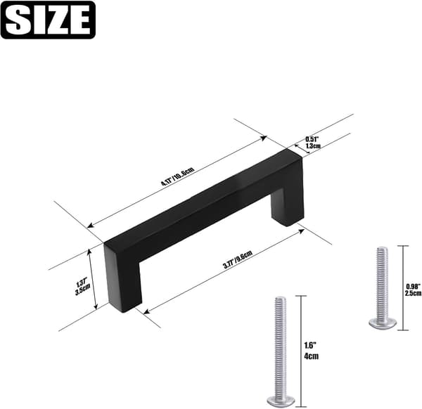 10 stk. Sorte køkkenskabsskuffeskabe 96mm rustfrit stål moderne S