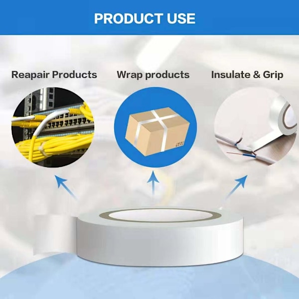 3PCS Hvit Elektrisk Tape, Premium Hvit Vanntett Tape, 0.59i