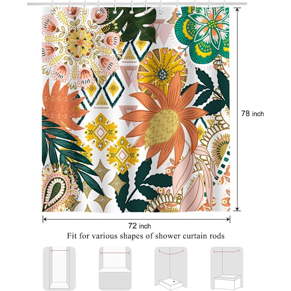 Bohemia Bruseforhæng Blomster Blade 180 x 200 cm Badeforhæng