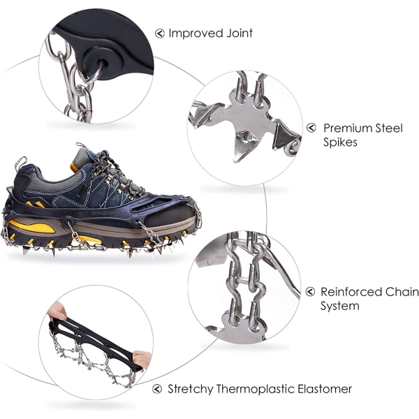 Utomhus svetskrampor 8 tänder rostfritt stål snö halk sko
