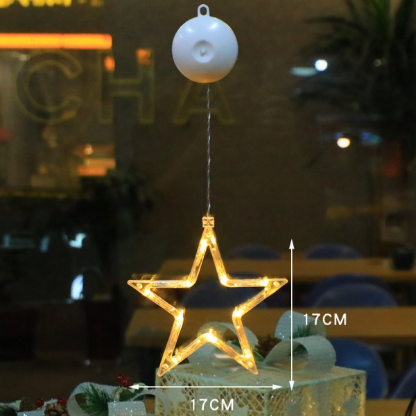Juldekorativt vindu med stjerne, (2stk)10 LED-gardinlys