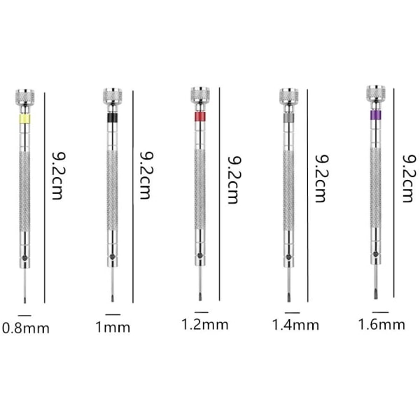 5 stk presisjons skrutrekkersett urmaker skrutrekkere Reversi