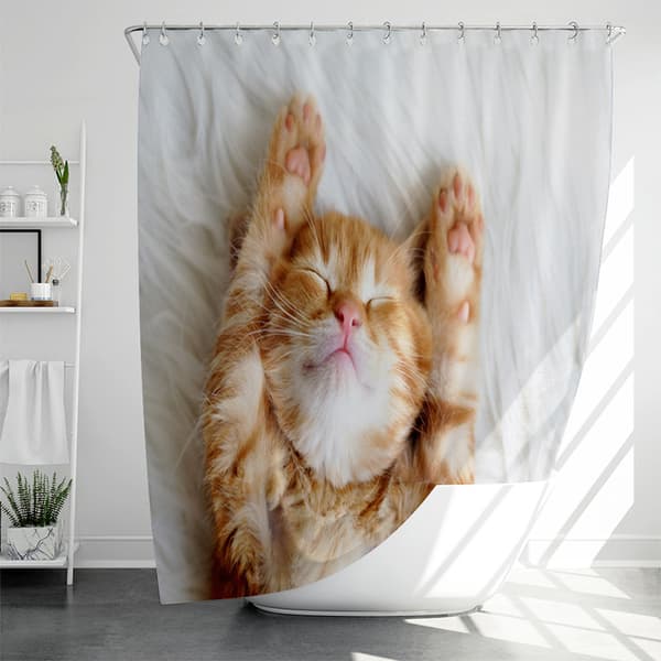 Stor Orange Kat Dyre Serie W150×H180 Digital Tryk Polyester Bruseforhæng