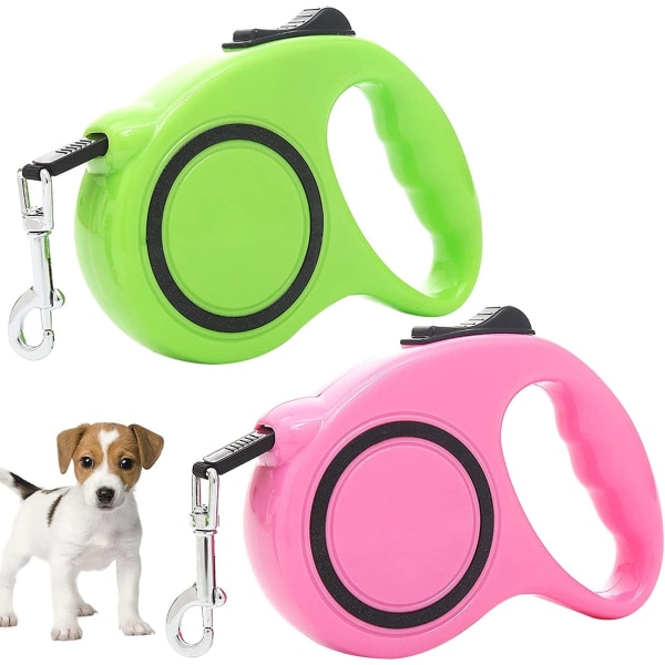 2PCS 5m Dog Leash Retractor for Small Medium Dogs, One Hand Brak