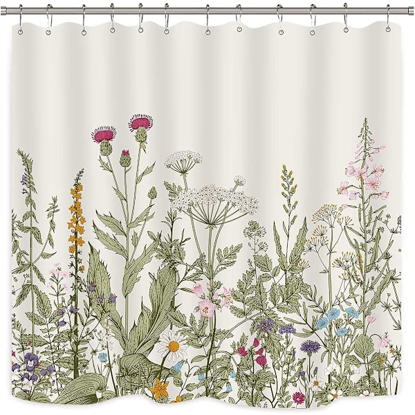 Bruseforhæng med vilde blomster, badeværelsesindretning 72Wx72H tommer fl