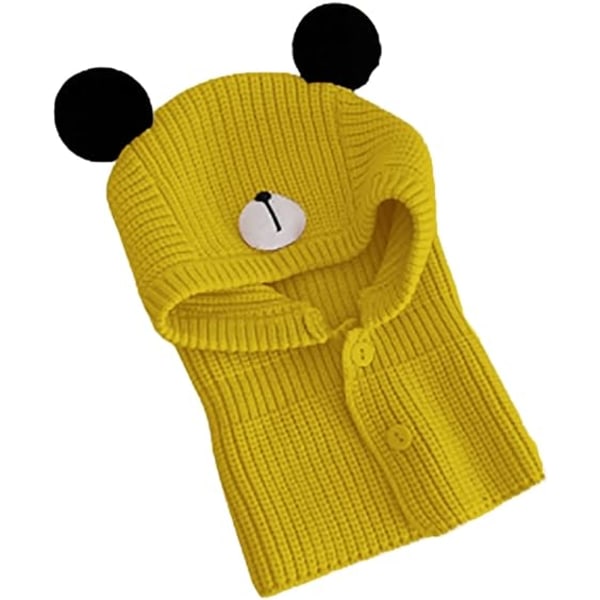 Balaclava hat til børn - gul, vinterhøreværn til dreng og pige