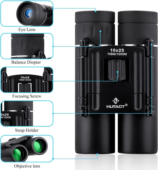 Kompaktit kiikarit 10x25 Pienet Mini-taskukiikaritMatkailu, Linnut