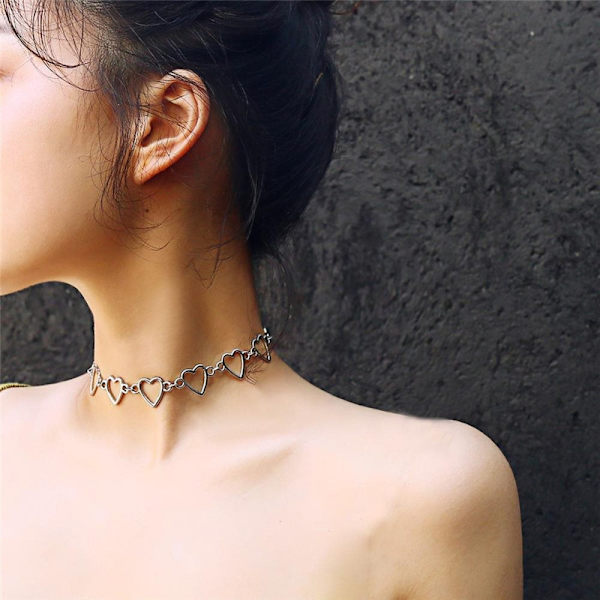 Enkel crew hjerte choker halstilbehør enkelt temperament