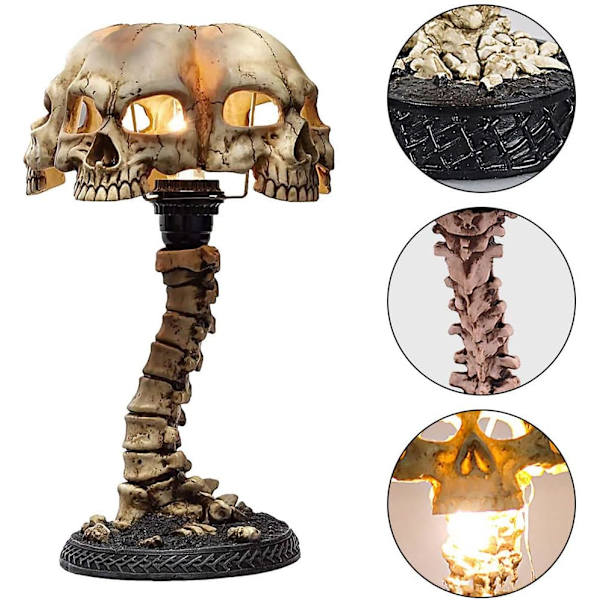Skelet Bordlampe Kreativ Skelet Natlys Halloween Industriel Retro Stil Lampe Gyser Soveværelse Dekoration