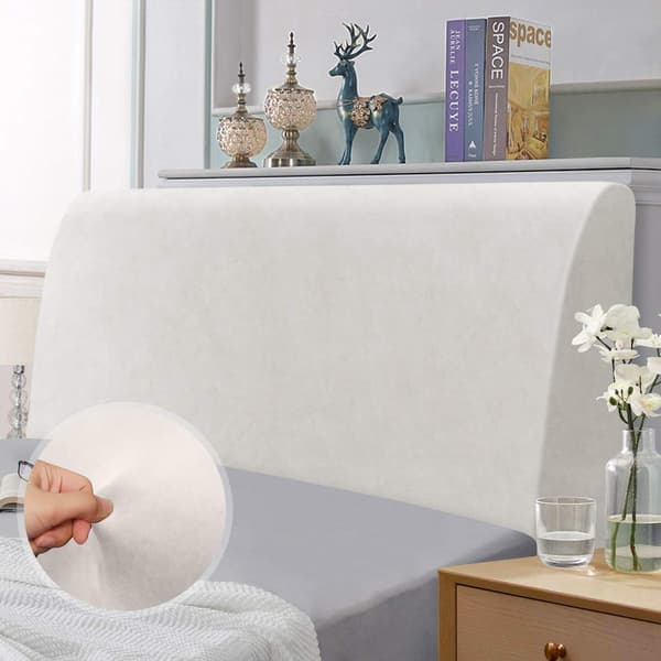 Sänggavelöverdrag, Vit 150-170 cm, Elastiskt sänggavelsskydd, allomfattande design enfärgad elastisk prot