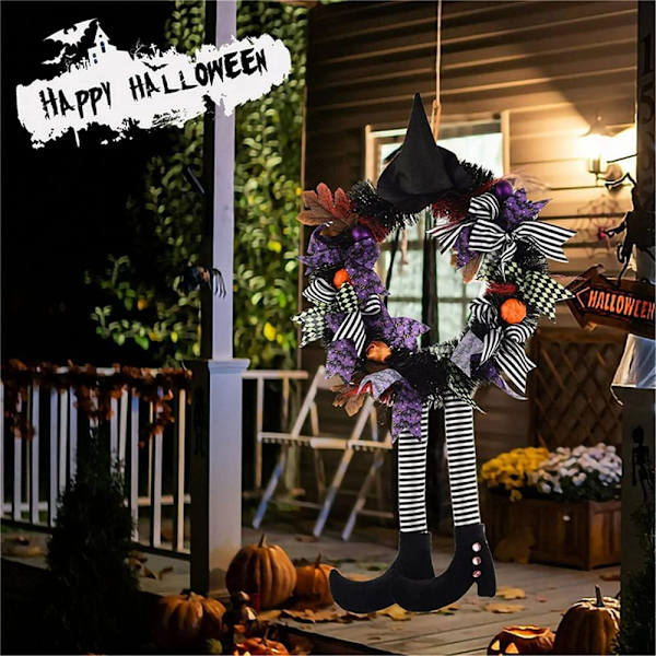 Halloween-krans för ytterdörren, 24\" häxkrans för Halloween, häx-H