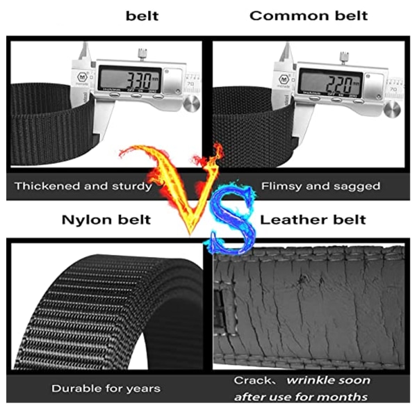 Ratchet Belte for menn, Nylon Web Tactical Belte med Automatisk Sli