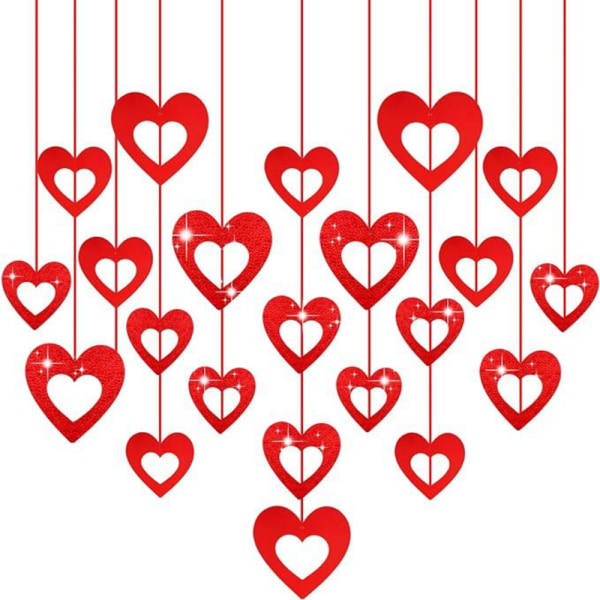 40 stykker Valentinsdag hengende hjertedekorasjoner til bryllup,