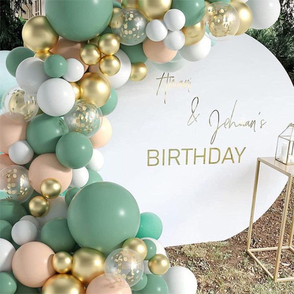 Olivgrön födelsedagsballongbåge, Sage Green Confetti Balloon G