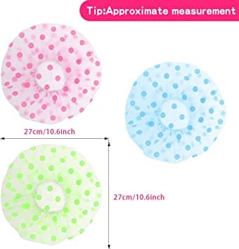 Blå+Grønn+Rosa Dusjhette 3 Stykker, Vanntett Badehette Elas