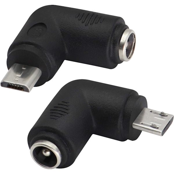 (2-pack-Micro) 90 Grader DC 5.5x2.1mm till Micro USB 5V DC Laddningskontakt för Mobiltelefon, Surfplatta