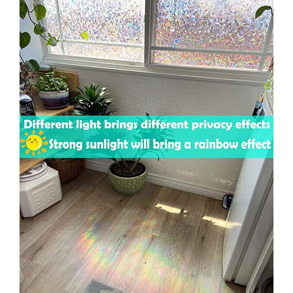 Ikkunakalvo 44,5*200 cm Anti-UV 3D Rainbow Effect -lasi-ikkuna F