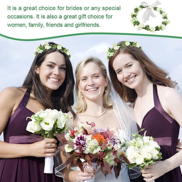 Brud Blomsterkrone Bohemian Kunstig Girlander Hodeplagg Hvit