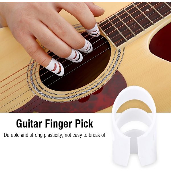 Vit - 4-pack. Plektrum i plast för gitarr, ukulele och bas