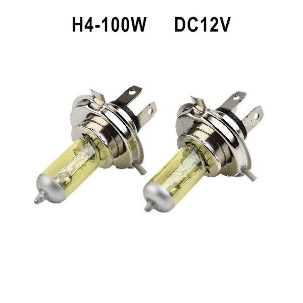 2 st H4 Halogenlampor Gul Bilstrålkastare Kit 12V 100W