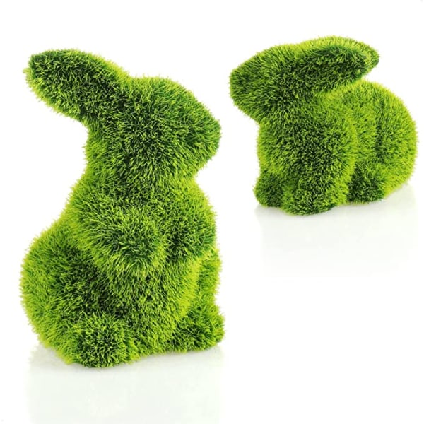 (2 x Kanin-11 cm) Dekorativ gresskledd keramisk påskehare