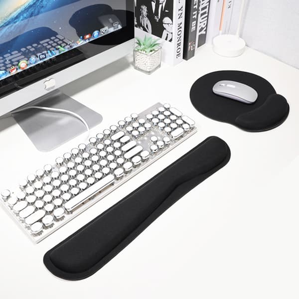 Sort ergonomisk musemåtte - Gamer musemåtte med gel håndledsstøtte,