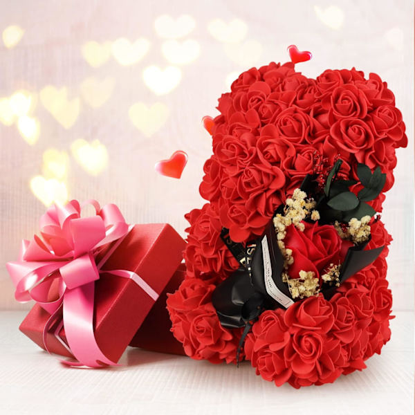 (Rød, 25 cm) Valentinsdag gave til kvinner Rose Bear, Teddy Bear