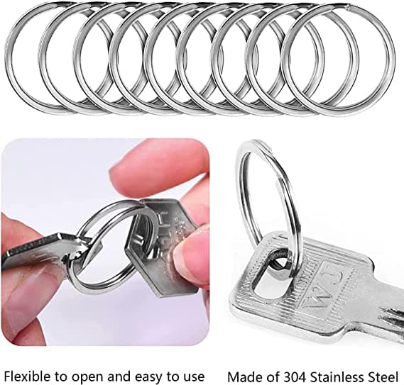 20 stk. 304 rustfrit stål nøgleringe, 2,0*2,8*30 mm nøgleringe, Fla