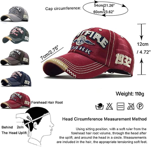 Rød Retro Baseball Cap Unisex Justerbar Metallspenne Caps Klasse