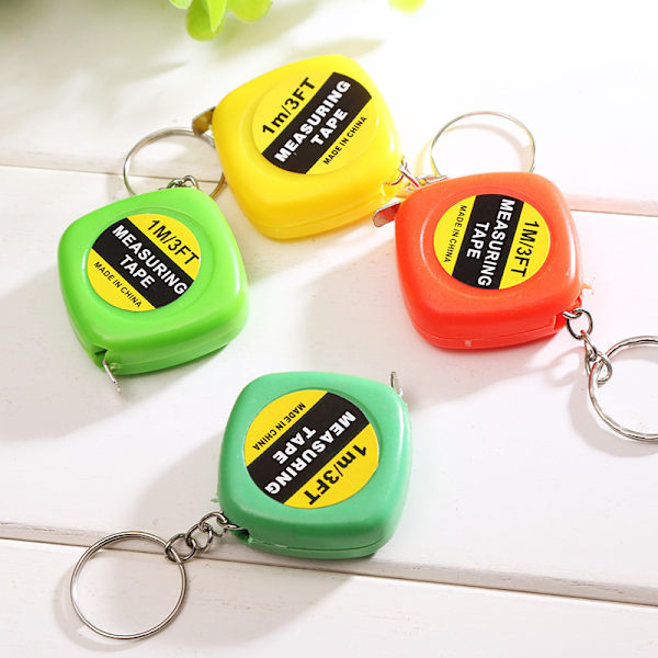 4 stk. Multifunktionelt Etui 1 Meter 3 Fod Mini Målebånd med Nøglering I