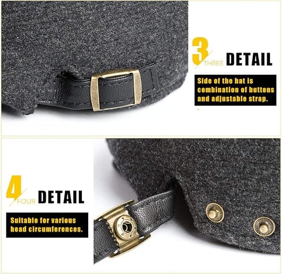Flad Top Beret Justerbar Flad Top Hat Efterårskort - Solid Grå A