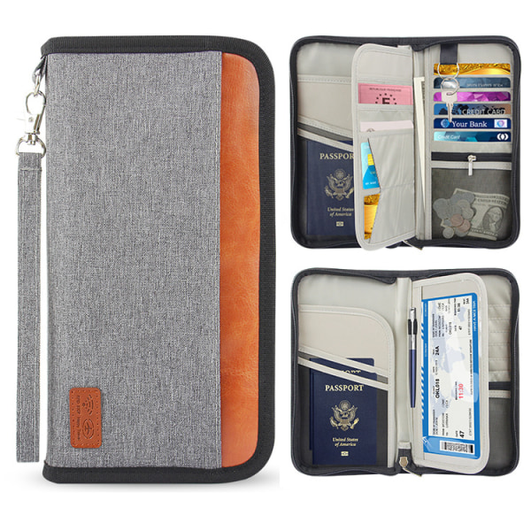 Reiselommebok (grå), familiepassholder, reisedokument eller
