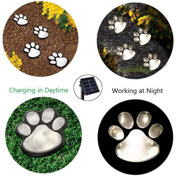 Solar Paw Print Lights, Solar Lights Outdoor Dog Paw Lights, cat