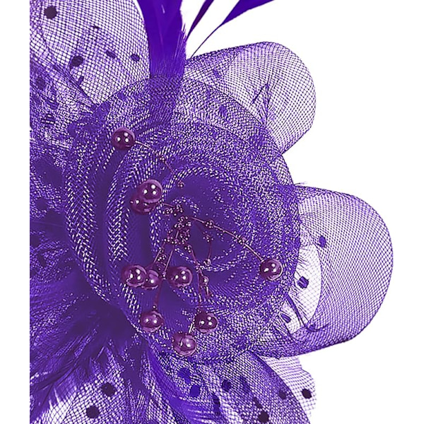 Mauve - Hattu, jossa kukka ja verkkonauha, sulkapääpanta ja tee