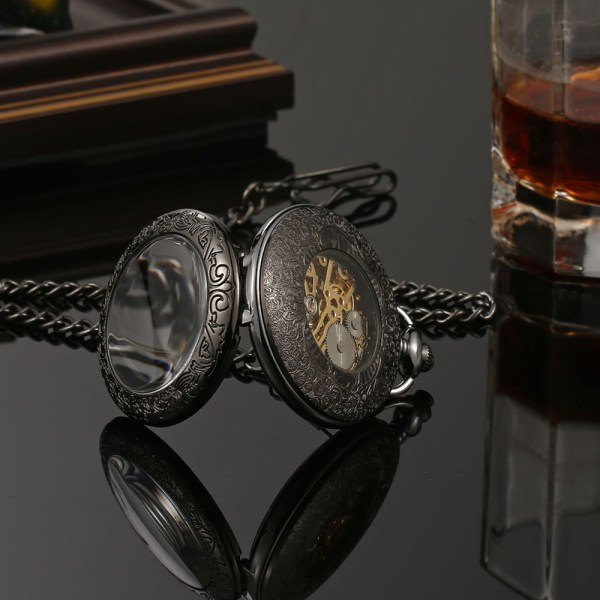 Vintage halvautomatisk mekanisk watch genombruten spegel