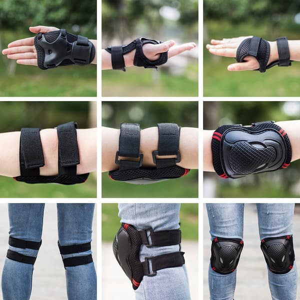 Skyddsutrustning Set - 6 i 1 Vuxna Tonåringar Barn Knä Armbåge Skydd W