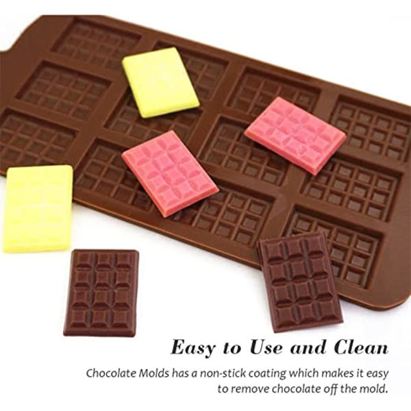 Chokoladeforme, Mini Silikone Chokoladeforme, 12 Hulrum Non-Stick Fondantform, Nem at frigøre, til hjemmelavede chokolader, praliner, slik, vafler, kagedekoration