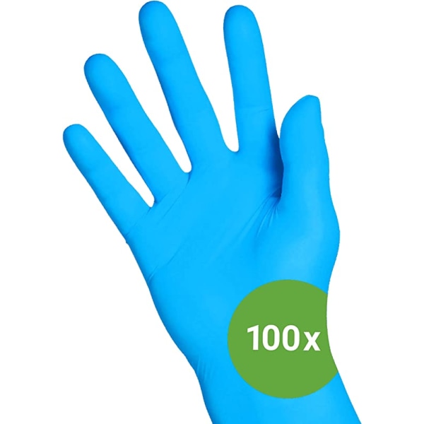 100-pack blå nitrilhandskar latexfria pulverfria engångshandskar B