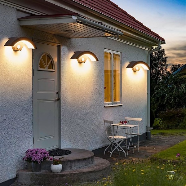 LED Utomhus Vägglampa med Rörelsesensor, 18W Modern Väggbelysning, Utomhus Vägglampa med Sensor för Entré Uteplats Ga