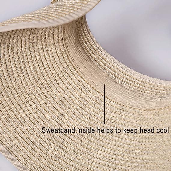2X Halm Strand Solhatt for Kvinner med Bred Bremskjerm Solbon