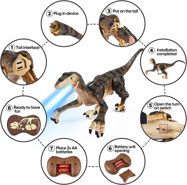 Fjärrstyrda dinosaurieleksaker för barn, 2,4G elektronisk RC