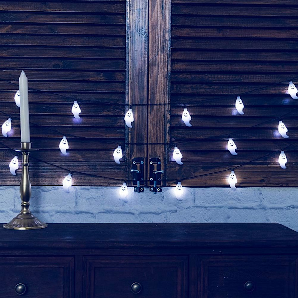 Halloween-dekorasjonslys, 3 moduser 2-PAKKE 3M 20 LED vanntette utendørs dekorative spøkelsesfe-lys for uteplass, hage, port, gård, Halloween-juledekorasjon