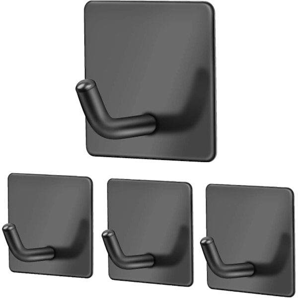 Neljän kappaleen itseliimautuva koukku mattamusta seinäkoukku, 45mm × 45mm tahra
