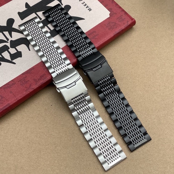 Hopeamusta Premium ruostumattomasta teräksestä valmistettu watch ranneke mesh watch ranneke
