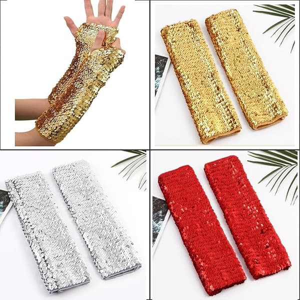 Dame Glitter Røde Lange Fingerløse Handsker Egnet til Kostumer,