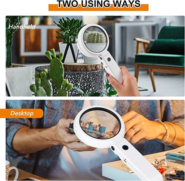 Lighted Magnifier - Bærbar Lighted Magnifier 5X, 11X Magnifier