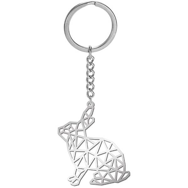 Origami nøkkelring i rustfritt stål Kanin hult geometrisk mønster