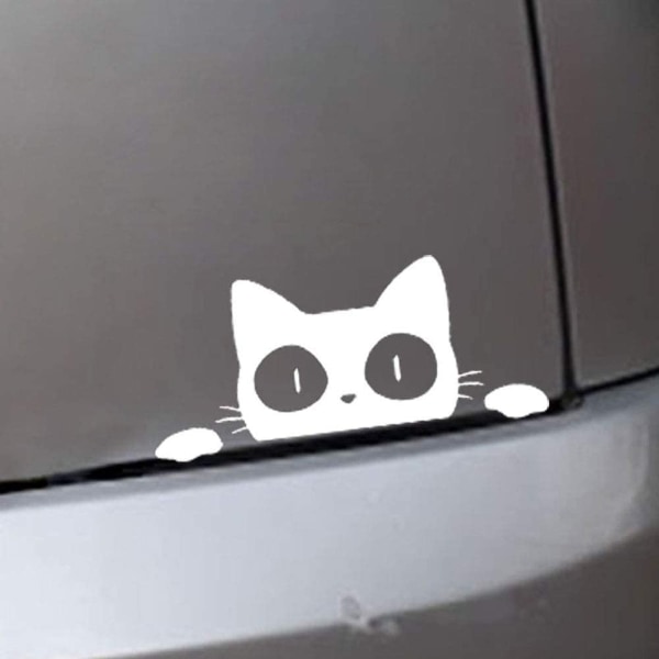 Hvit - 1 ark, katt og dyr vanntett bilklistremerke